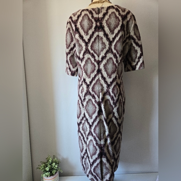 PINK TARTAN thick Cotton Snakeskin Sheath Dress. Size 14 - Picture 6 of 14